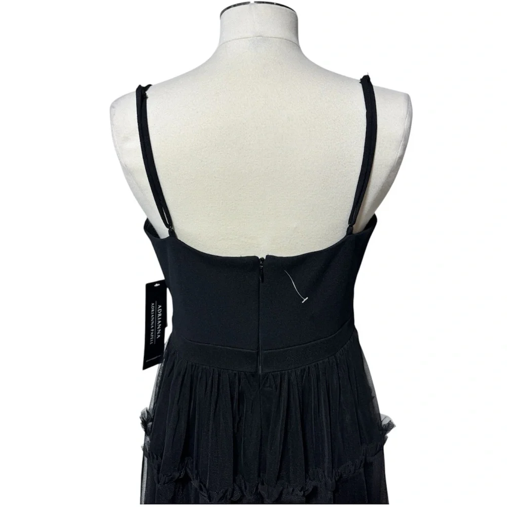 Adrianna Papell Women's Ruffle Tiered Mesh Sleeveless Gown in size 10 - Picture 7 of 11
